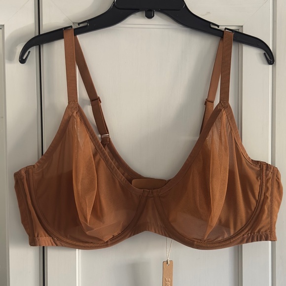 Skims Ultra Fine Mesh Underwire Scoop Bra in Bronze Size 46D - Picture 1 of 6